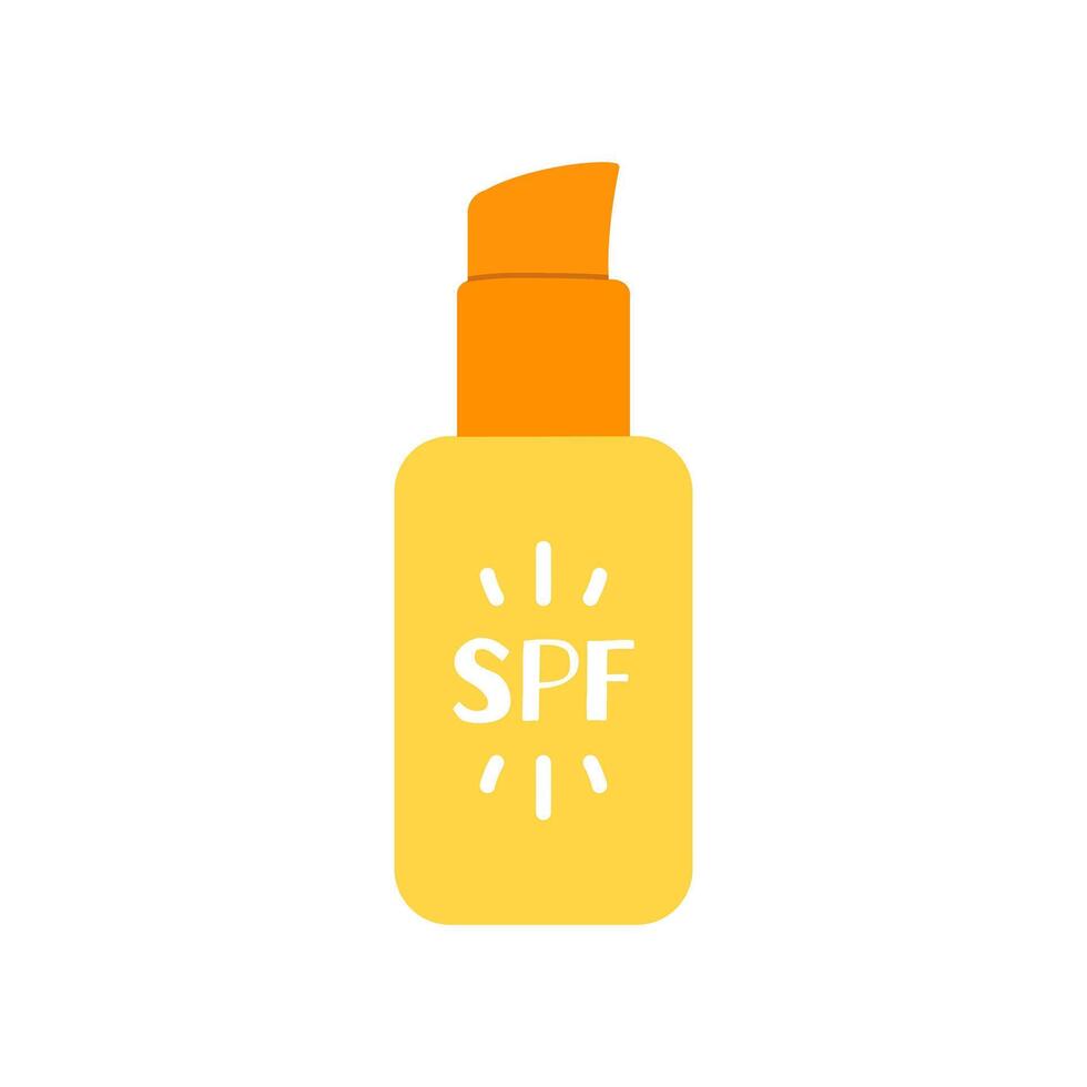 Sonnenschutz Produkt eben Vektor isoliert Illustration. Hautpflege kosmetisch zum Sonne Schutz. spf Serum Flasche.