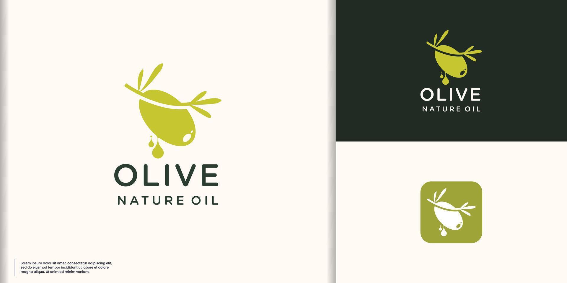 kreativ von einfach Olive Öl Tröpfchen Logo Design Vorlage. extra Jungfrau Olive Öl Illustration vektor