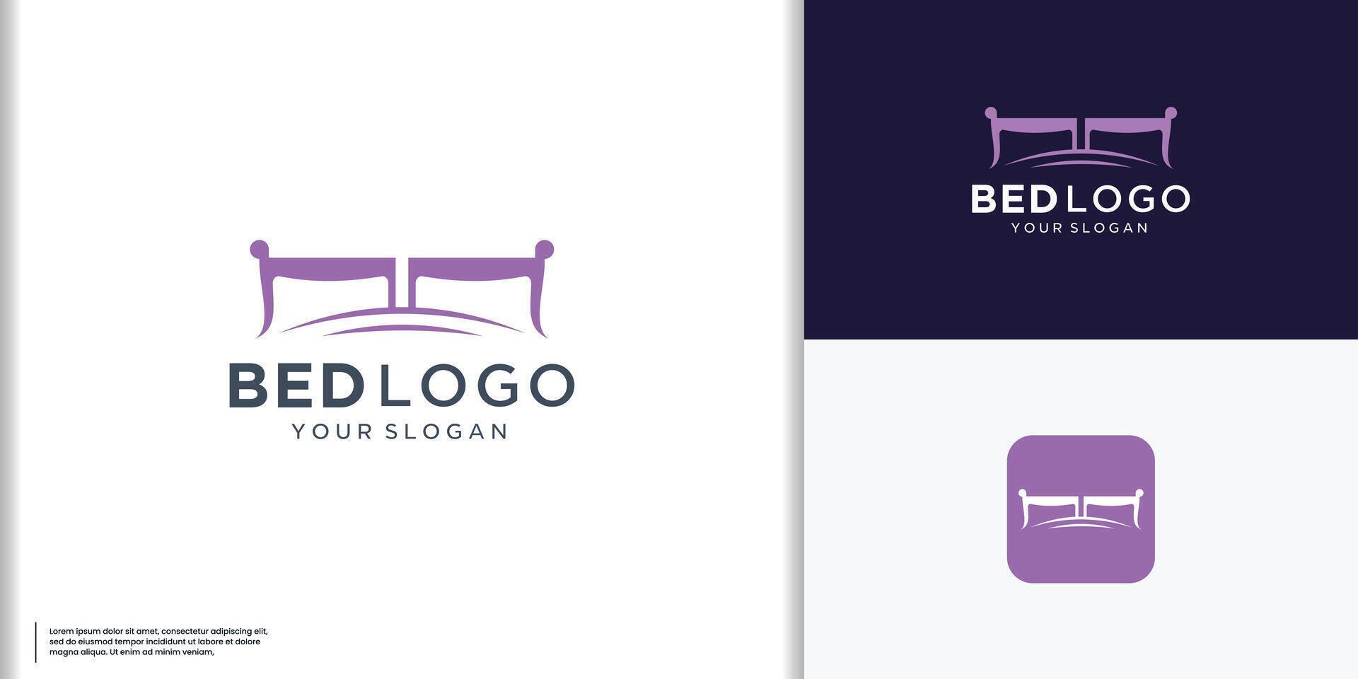vektor säng möbel logotyp premie design, dubbel- kudde illustration. är viktigt ikon stil begrepp.