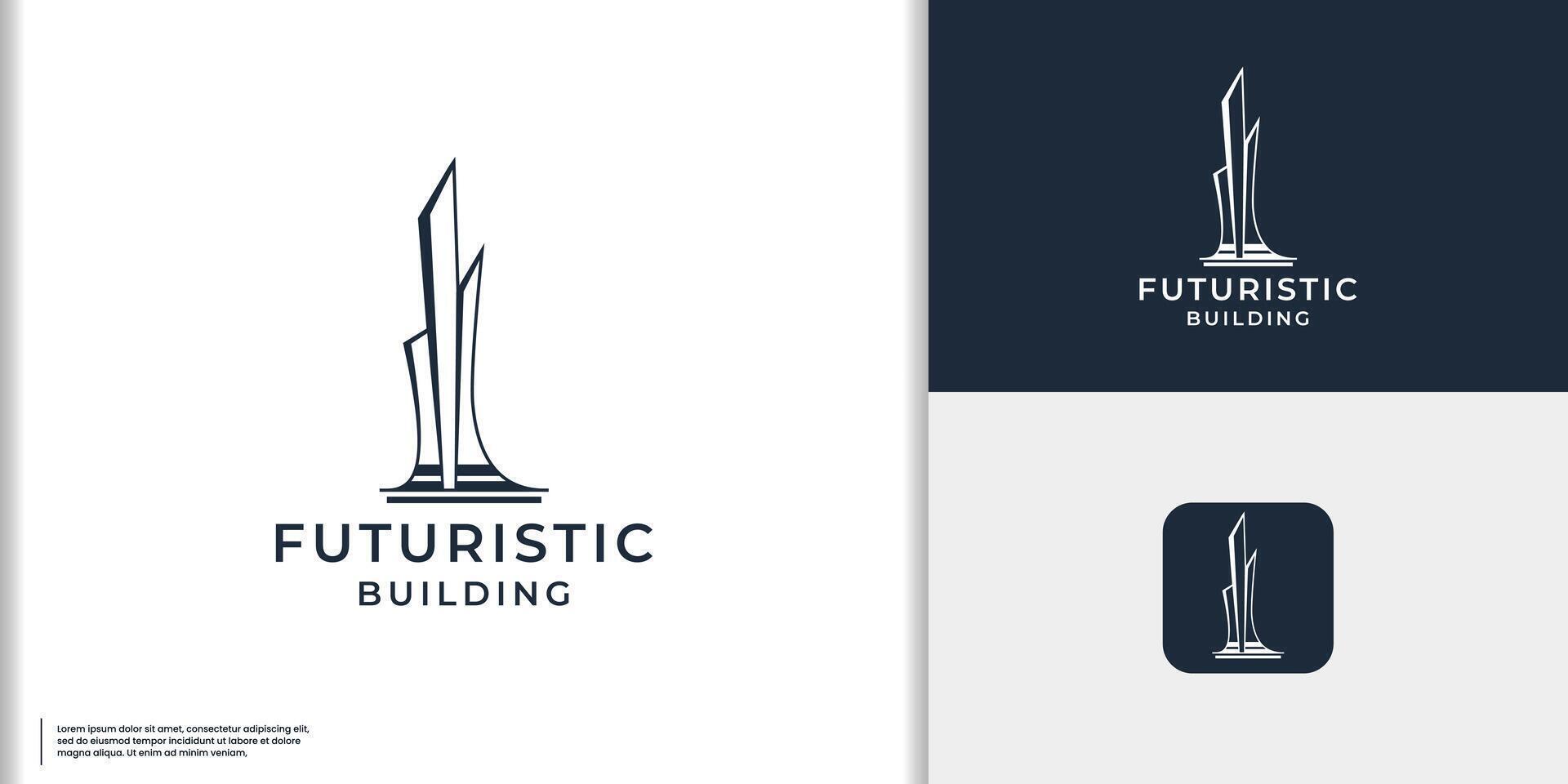 das Gebäude futuristisch minimalistisch Logo Design Vektor Illustration.