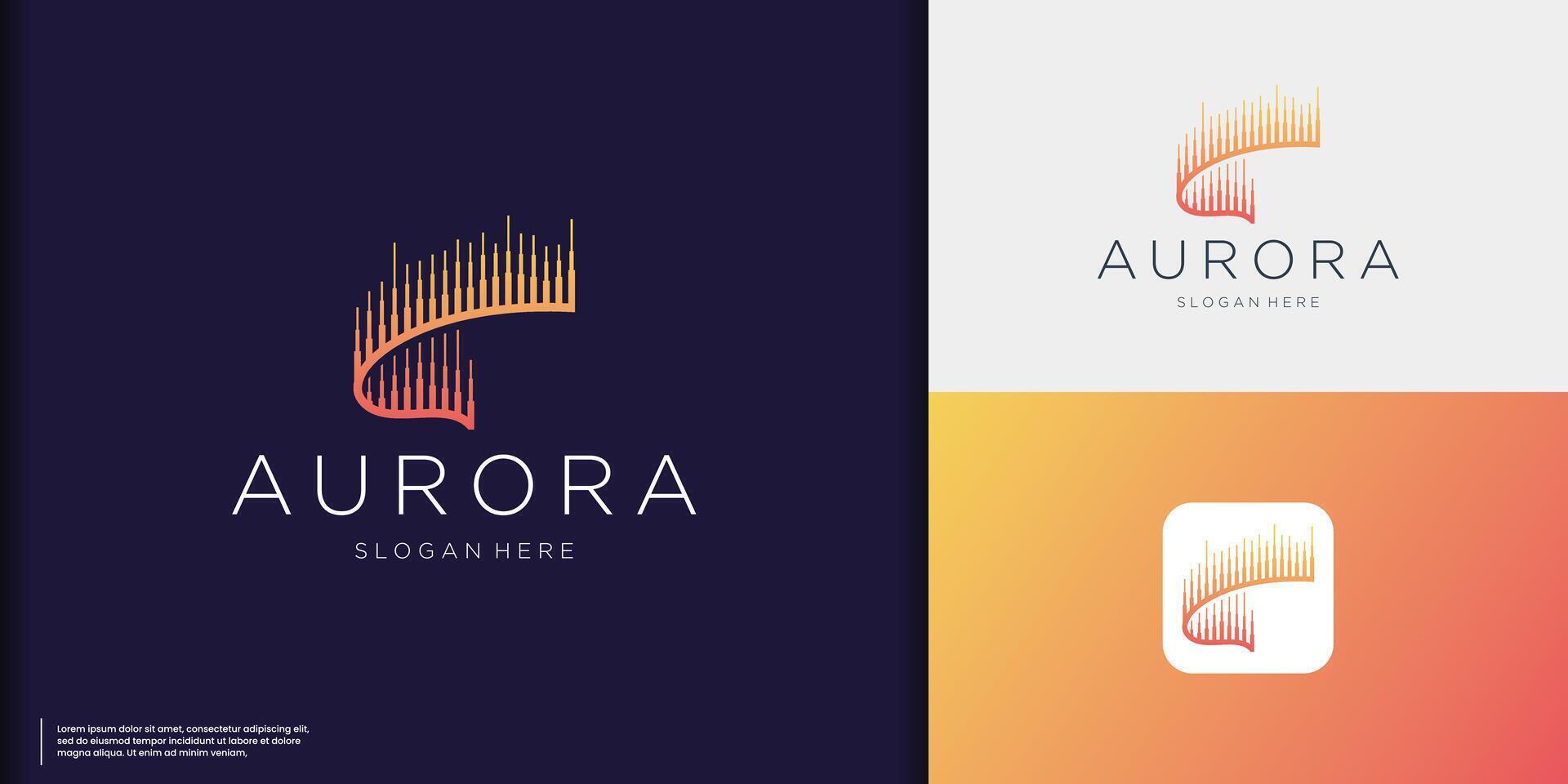 aurora logotyp design. färgrik aurora borealis logotyp lämplig för ljus eller led Produkter, nordic företag, kreativ studior etc. vektor