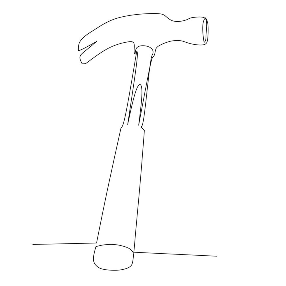 kontinuierlich Linie Zeichnung von ein Klaue Hammer. Werkzeug zum Fahren Nägel in oder ziehen Sie von Holz. einfach eben Hand gezeichnet Stil Vektor zum Werkzeug im Ingenieurwesen und Konstruktion