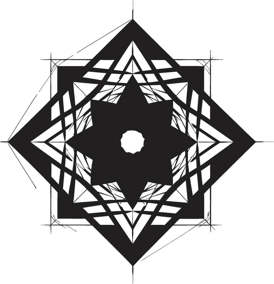 abstrakt matris vektor logotyp med dynamisk svart geometrisk former eterisk jämvikt svart emblem skildrar abstrakt geometrisk design i vektor