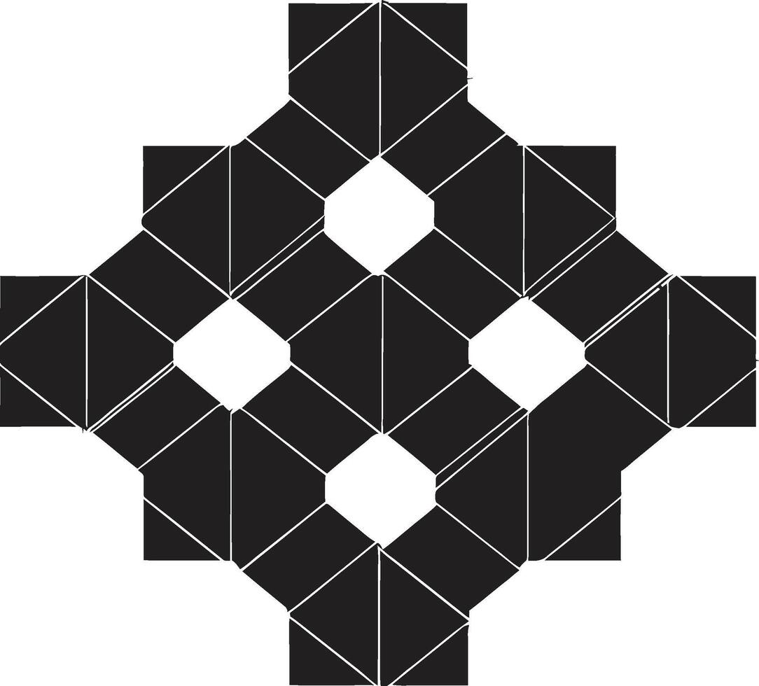 gestalten Verschmelzung Vektor Logo Design mit abstrakt schwarz geometrisch Muster Quantum Konturen glatt Emblem präsentieren abstrakt geometrisch Formen im Vektor