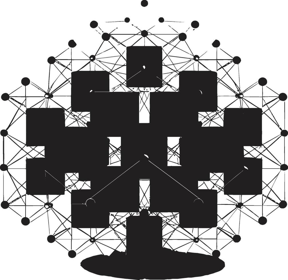 dynamisch Symmetrie schwarz Symbol präsentieren abstrakt geometrisch Formen im Vektor gestalten Verschmelzung abstrakt Vektor Logo Design mit monochromatisch schwarz geometrisch Formen
