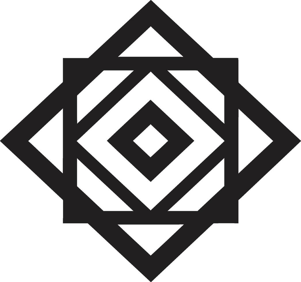 dynamisk symmetri enfärgad logotyp terar abstrakt geometrisk former i vektor form fusion vektor logotyp design med abstrakt svart geometrisk mönster