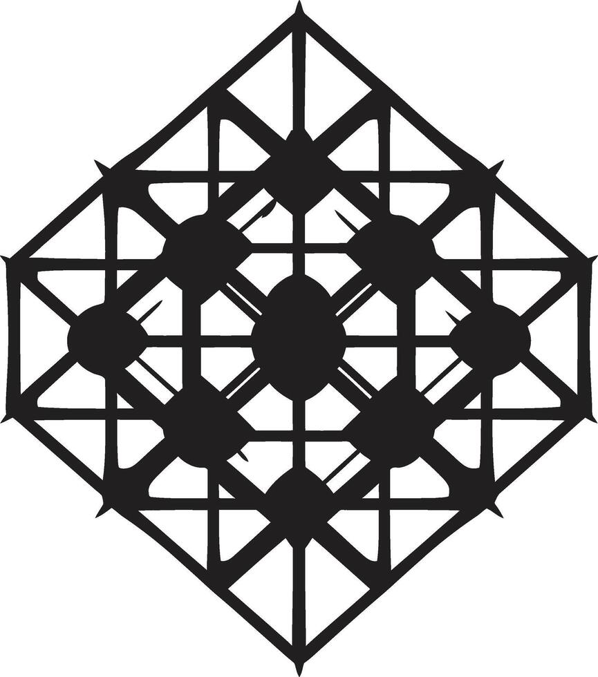 dimensional Harmonie glatt Vektor Logo mit elegant schwarz abstrakt geometrisch Muster dynamisch Symmetrie monochromatisch Logo mit abstrakt geometrisch Formen im Vektor