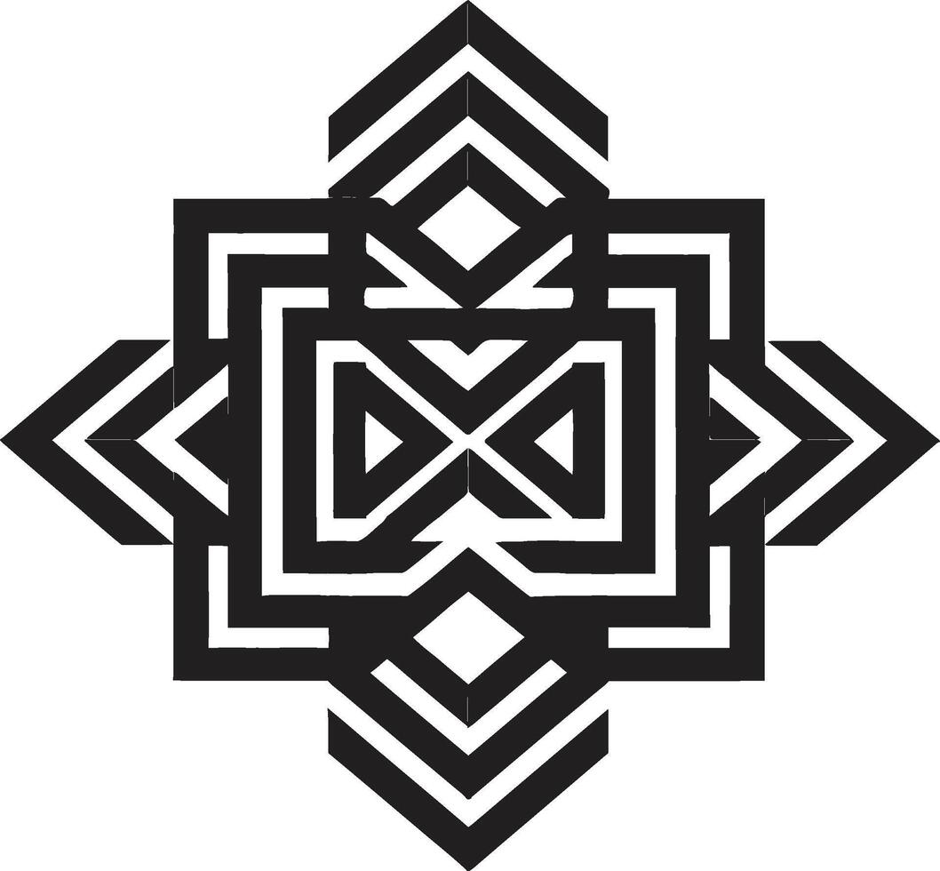 unendlich Winkel elegant Vektor Logo Design abbilden schwarz abstrakt geometrisch Formen Mystiker Geometrie monochromatisch Emblem mit abstrakt schwarz geometrisch Design im Vektor
