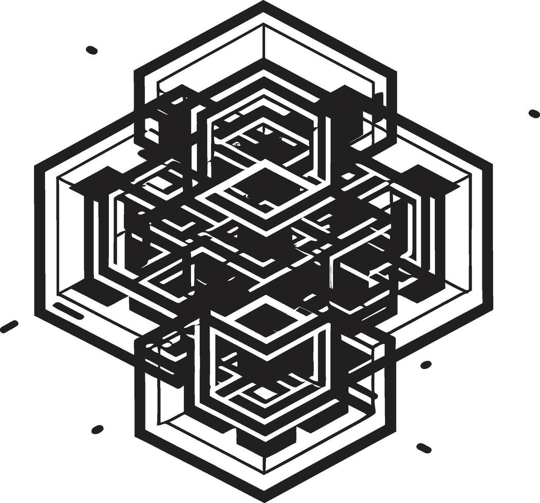 Quantum Konturen glatt Emblem präsentieren abstrakt geometrisch Formen im Vektor abstrakt Eleganz schwarz Symbol mit Vektor Logo und dynamisch geometrisch Designs