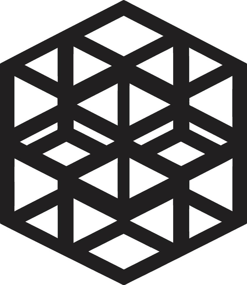 Quantum Matrix einfarbig Emblem von abstrakt geometrisch Formen im Vektor flüchtig Geometrie schwarz Symbol abbilden Vektor Logo mit abstrakt Formen