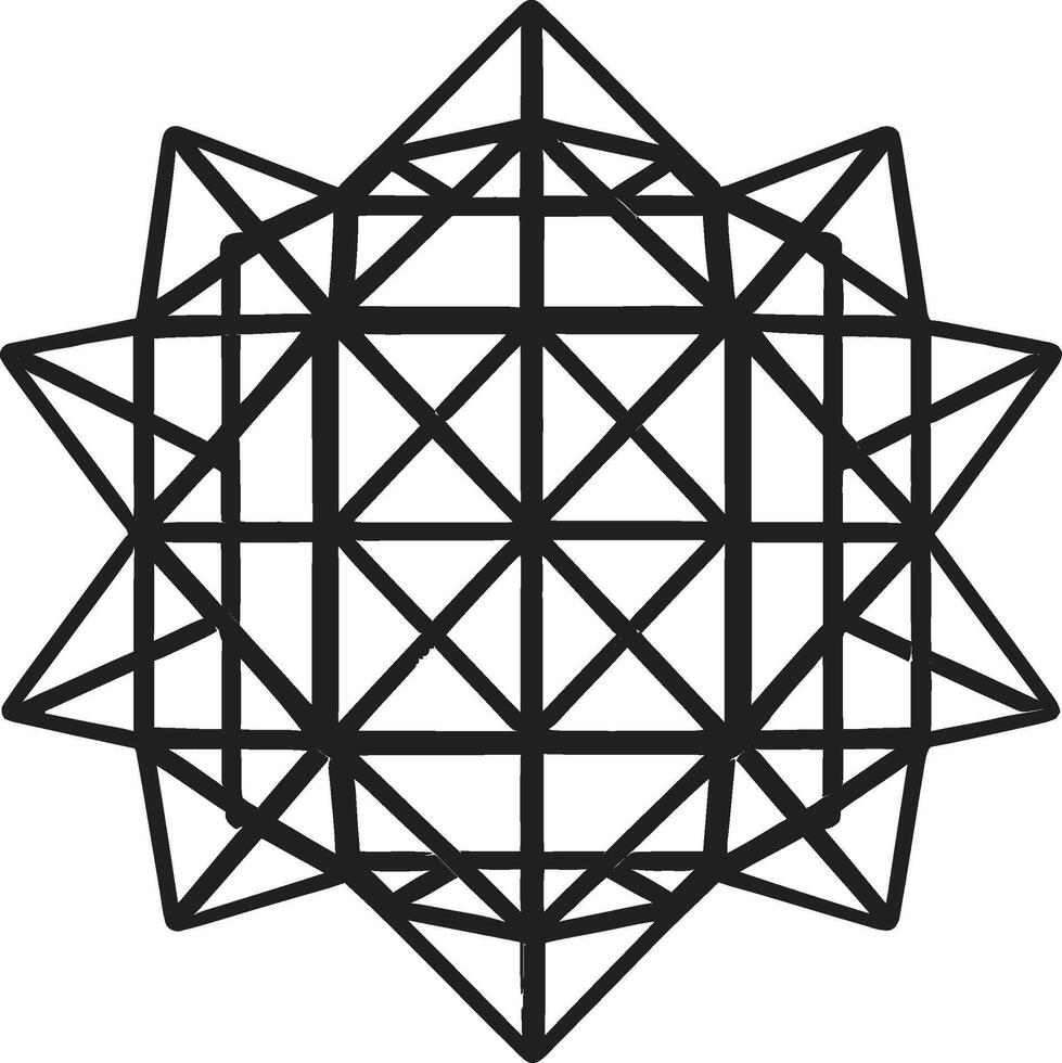 eterisk harmoni svart ikon terar mystiker vektor logotyp med geometrisk element oändlig abstraktion mystiker svart emblem med vektor geometrisk element