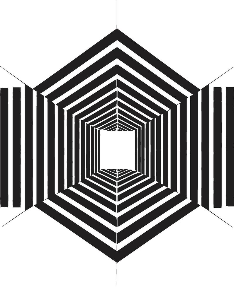 unendlich Abstraktion Mystiker schwarz Emblem mit Vektor geometrisch Elemente dimensional Eleganz monochromatisch Vektor Logo mit abstrakt schwarz geometrisch Muster
