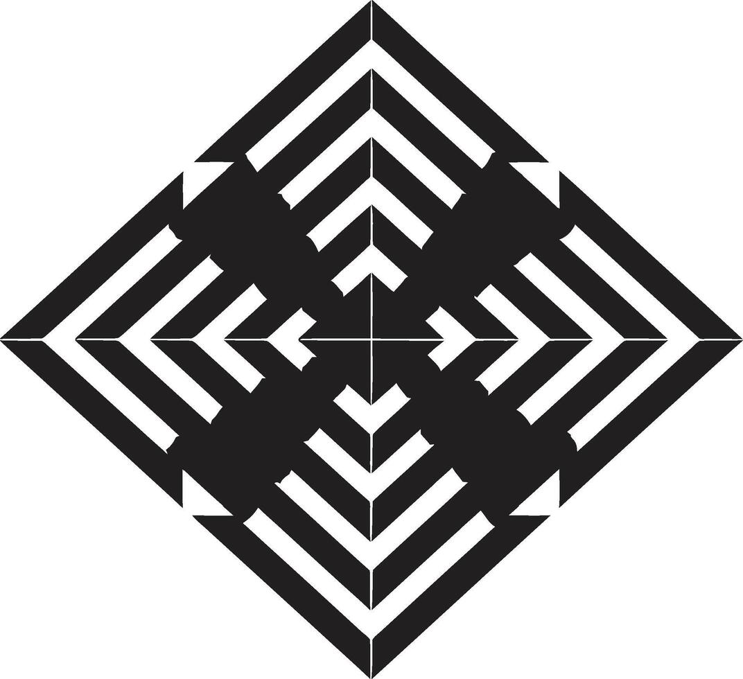 kortlivad geometri elegant svart ikon skildrar vektor logotyp med abstrakt mönster dynamisk perspektiv vektor logotyp design visa upp abstrakt svart geometrisk former
