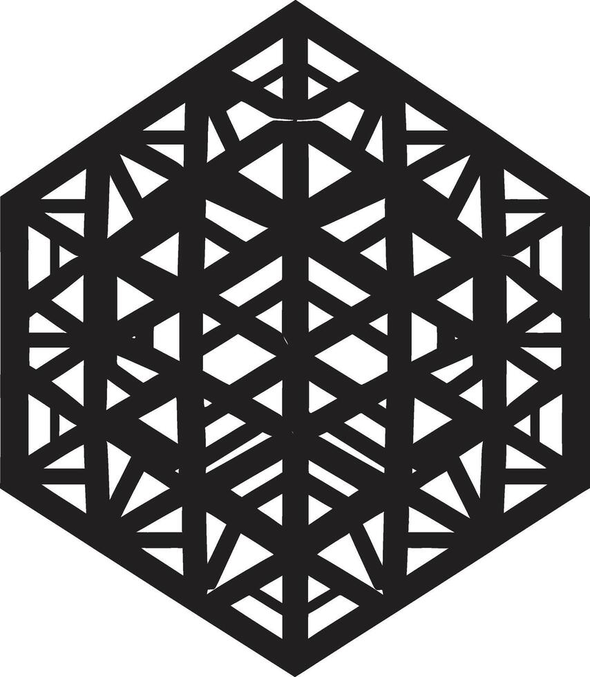 dynamisch Symmetrie schwarz Emblem präsentieren abstrakt geometrisch Design im Vektor gestalten Verschmelzung Vektor Logo Design mit elegant schwarz abstrakt geometrisch Formen