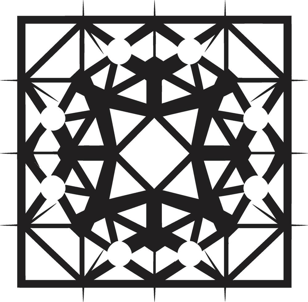 unendlich Winkel elegant Vektor Logo Design abbilden schwarz abstrakt geometrisch Formen Mystiker Geometrie monochromatisch Emblem mit abstrakt schwarz geometrisch Design im Vektor