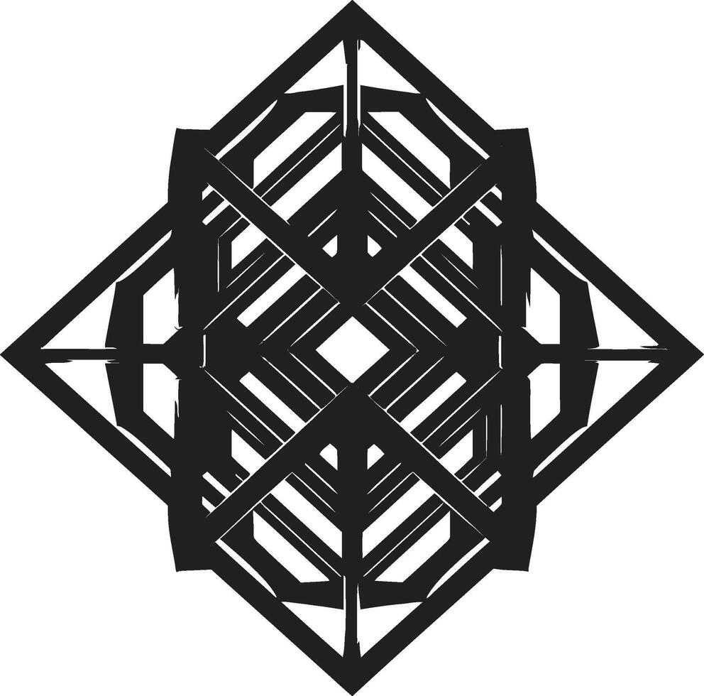 Quantum Konturen einfarbig Vektor Logo mit abstrakt geometrisch gestalten abstrakt Eleganz schwarz Symbol abbilden Vektor Logo mit geometrisch Formen