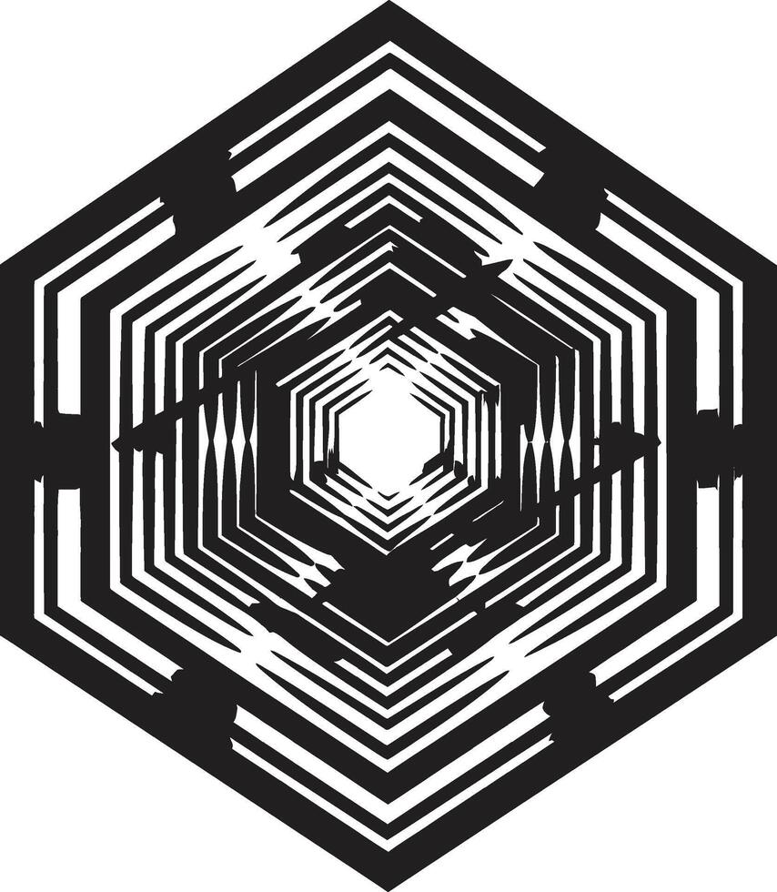 gestalten Verschmelzung Vektor Logo Design mit abstrakt schwarz geometrisch Formen Quantum Konturen glatt Emblem präsentieren abstrakt geometrisch gestalten im Vektor