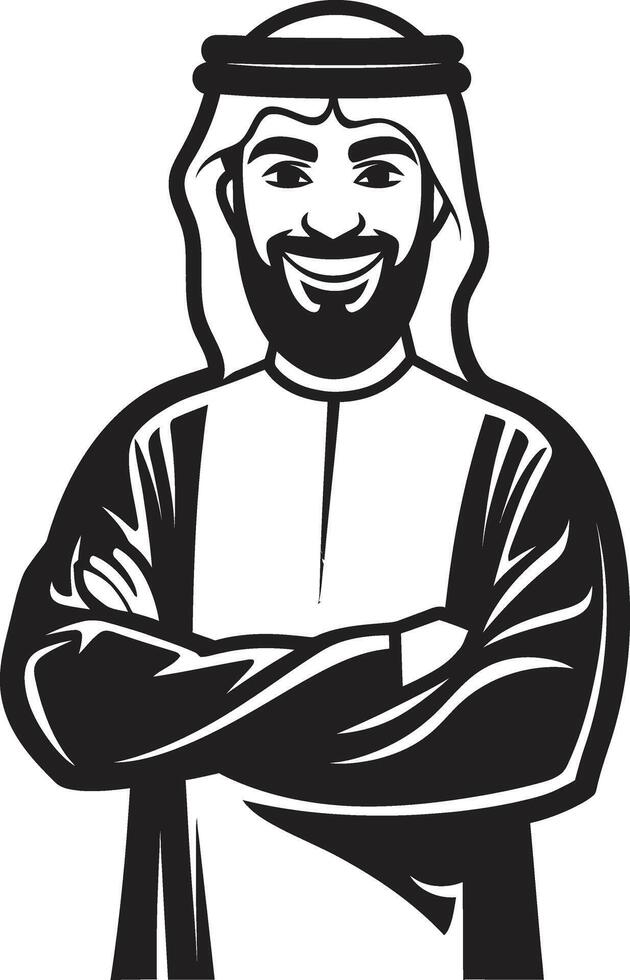 Silhouette von Anmut monochromatisch Vektor Logo illustrieren Arabisch Mann Design edel Traditionen glatt schwarz Symbol mit Vektor Logo von ein Arabisch Mann