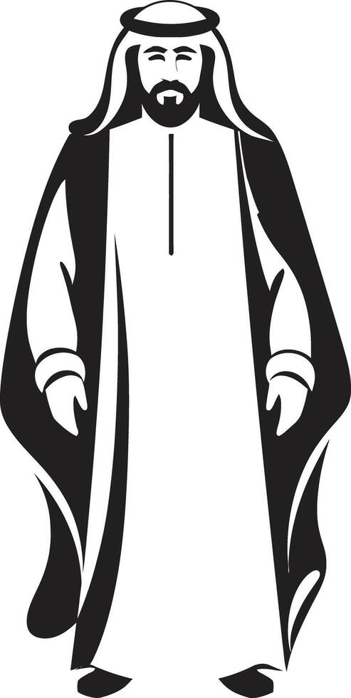kulturell Souveränität monochromatisch Emblem mit Vektor Logo von ein Arabisch Mann sartorial Adel Vektor schwarz Logo Design von ein Arabisch Mann Silhouette