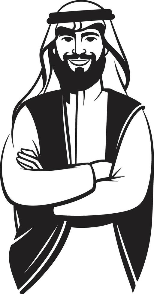 Mystiker Gegenwart schwarz Vektor Logo Design mit Arabisch Mann Silhouette kulturell Eleganz einfarbig Emblem präsentieren Arabisch Mann im Vektor