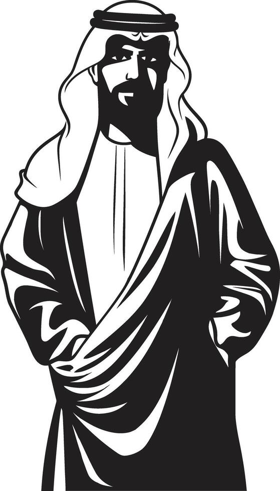 majestätisch Eleganz elegant Vektor Logo von ein Arabisch Mann im einfarbig Regal Profil schwarz Symbol mit Arabisch Mann Logo Design im Vektor