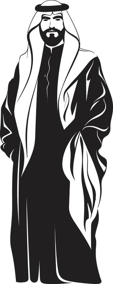 Eleganz im Ebenholz schwarz Vektor Logo Design mit Arabisch Mann Silhouette monochromatisch Adel glatt Symbol abbilden ein Arabisch Mann im Vektor