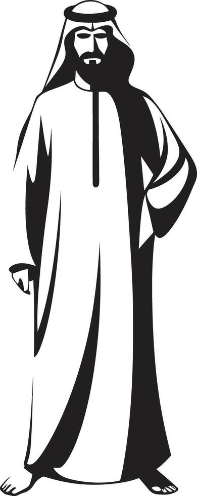 majestätisk profil svartvit vektor logotyp av ett elegant arabicum man skräddar- prakt svart ikon med vektor logotyp design av arabicum man