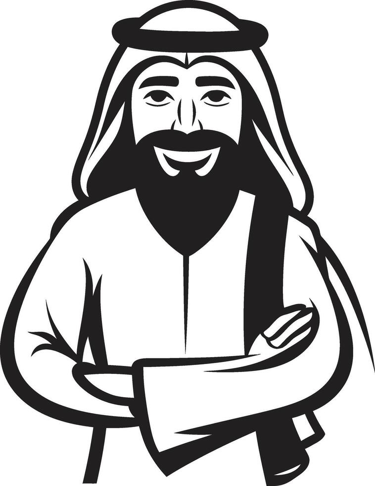 majestätisch Arabeske schwarz Vektor Logo mit elegant Arabisch Mann Design Regal Profil monochromatisch Emblem mit Vektor Logo von ein Arabisch Mann