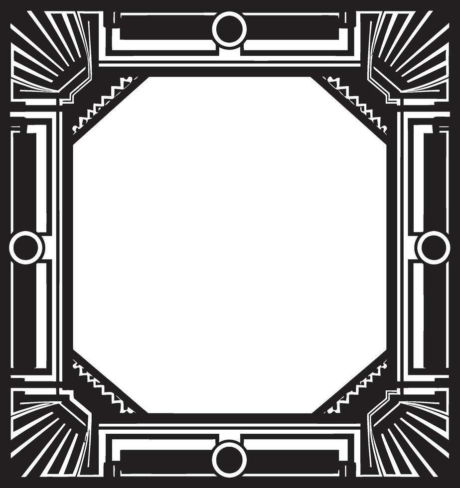 symmetri raffinerad svart vektor logotyp av konst deco ram design deco väsen elegant ikon med vektor logotyp av svart konst deco ram