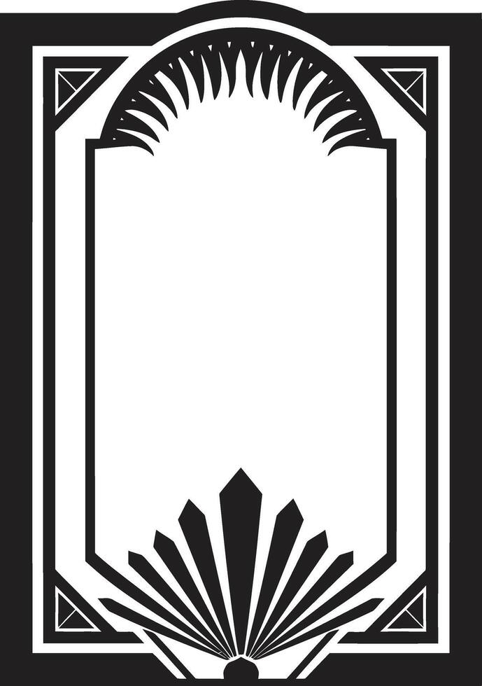 Deko Wesen monochromatisch Emblem mit Kunst Deko Rahmen im Vektor ewig Glanz schwarz Vektor Logo von Kunst Deko Rahmen Design