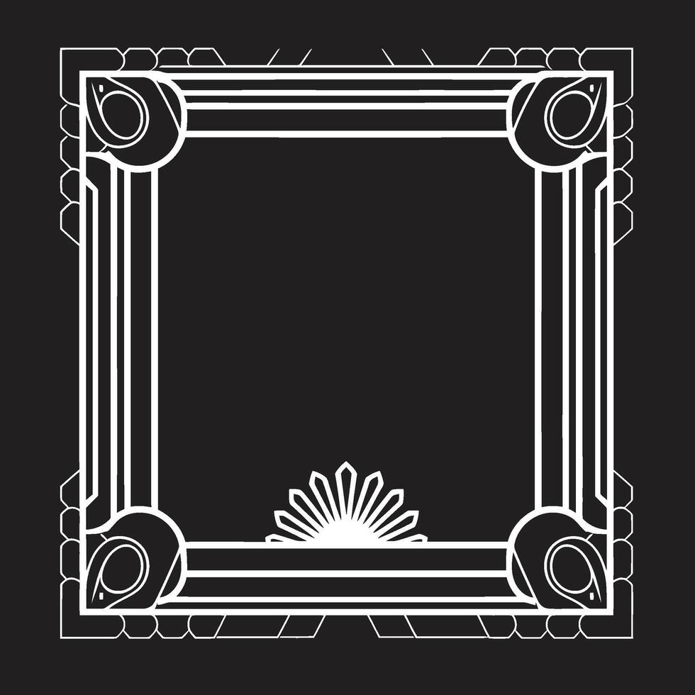 Luxus Verschmelzung schwarz Symbol präsentieren Kunst Deko Rahmen im Vektor Kunst enthüllt elegant Vektor Logo mit Kunst Deko Rahmen Design