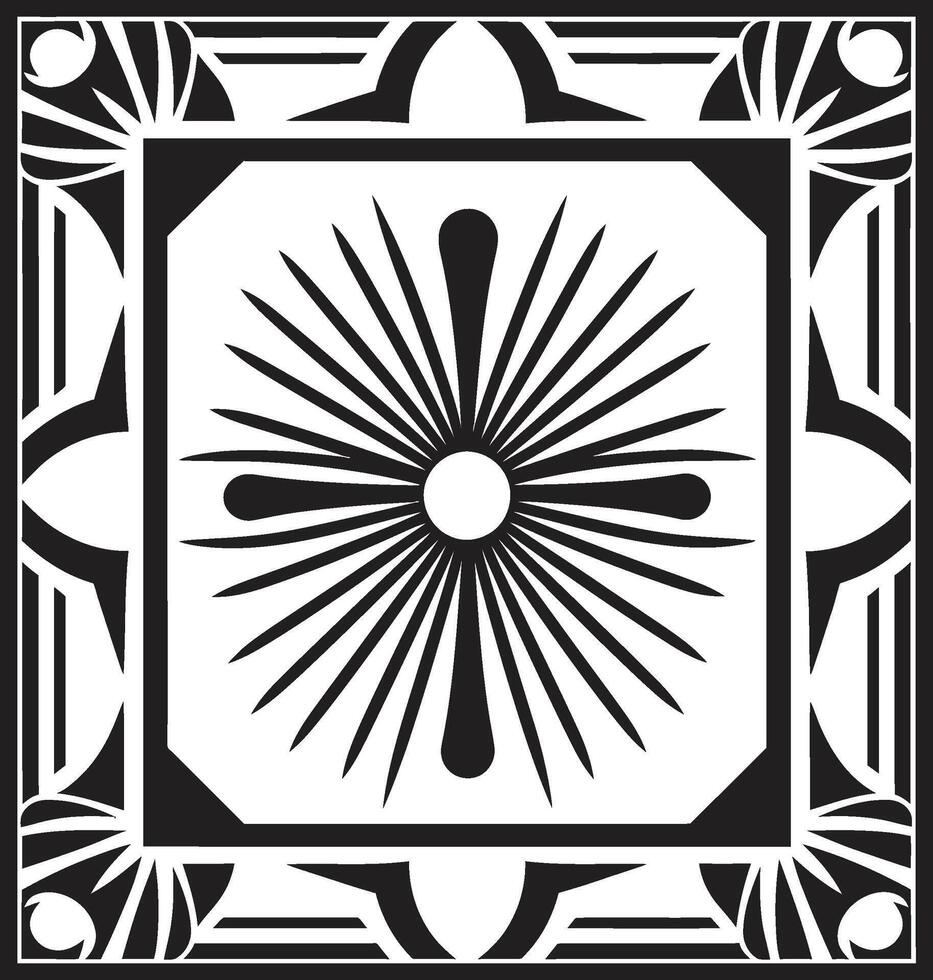 ewig Glanz schwarz Vektor Logo mit Kunst Deko Rahmen Design Deko Eleganz glatt Symbol präsentieren Kunst Deko Rahmen im Vektor