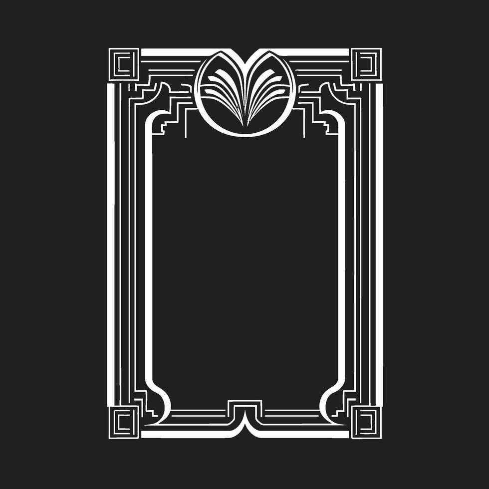 Symmetrie raffiniert monochromatisch Emblem mit Kunst Deko Rahmen im Vektor Deko Wesen glatt Vektor Logo Design von schwarz Kunst Deko Rahmen