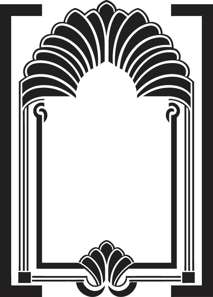 schick Erbe Vektor Logo von elegant schwarz Symbol mit Kunst Deko Rahmen Symmetrie raffiniert monochromatisch Emblem mit Kunst Deko Rahmen im Vektor