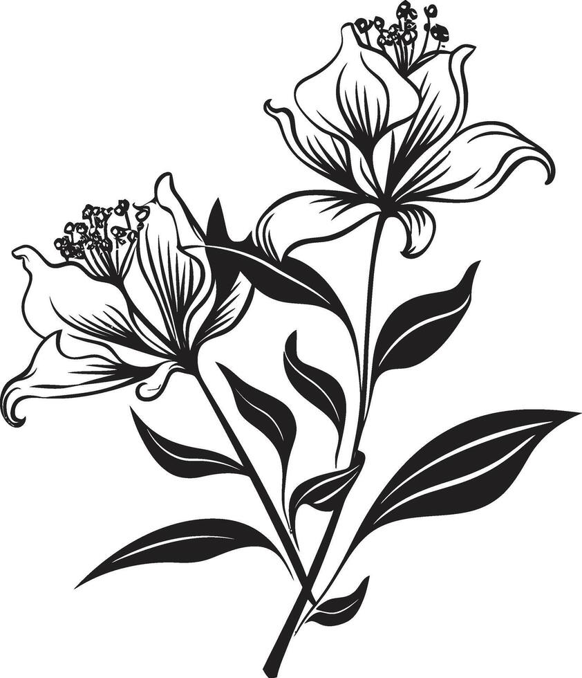 glatt Blütenblätter monochromatisch Symbol präsentieren botanisch Blumen- Design unendlich Blüten elegant Emblem mit Vektor Logo im schwarz