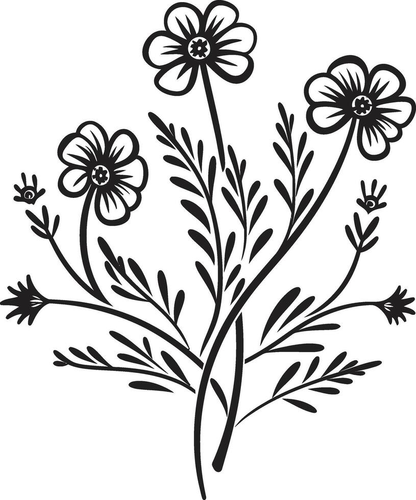 flüstert von Natur schwarz Symbol mit Vektor Logo von botanisch blüht verzaubert blüht elegant schwarz Vektor Logo Design mit Blumen