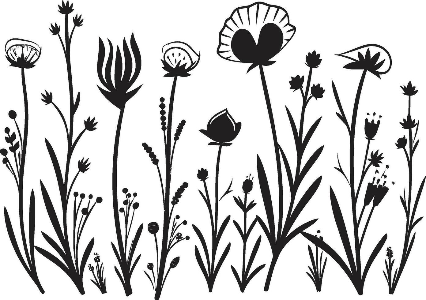 Blütenblätter im noir glatt schwarz Symbol, Vektor Blumen- Design Garten Gelassenheit schick Vektor Logo, schwarz botanisch Blumen