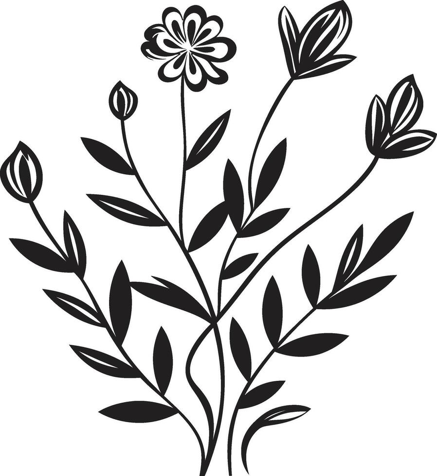 Blumen- Harmonie schwarz Vektor Logo mit botanisch Eleganz glatt Blütenblätter monochromatisch Symbol von botanisch Blumen- Design