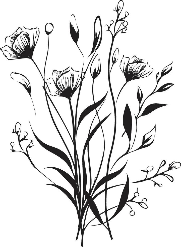 flüstert von Natur schwarz Symbol, Vektor Logo von botanisch blüht verzaubert blüht elegant schwarz Vektor Logo mit Blumen