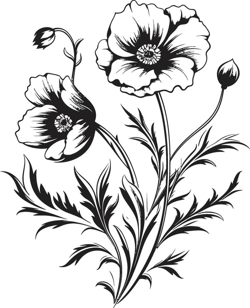 Naturen Symphonie glatt Vektor Logo, schwarz Blumen botanisch Schönheit einfarbig Emblem, elegant Blumen- Design