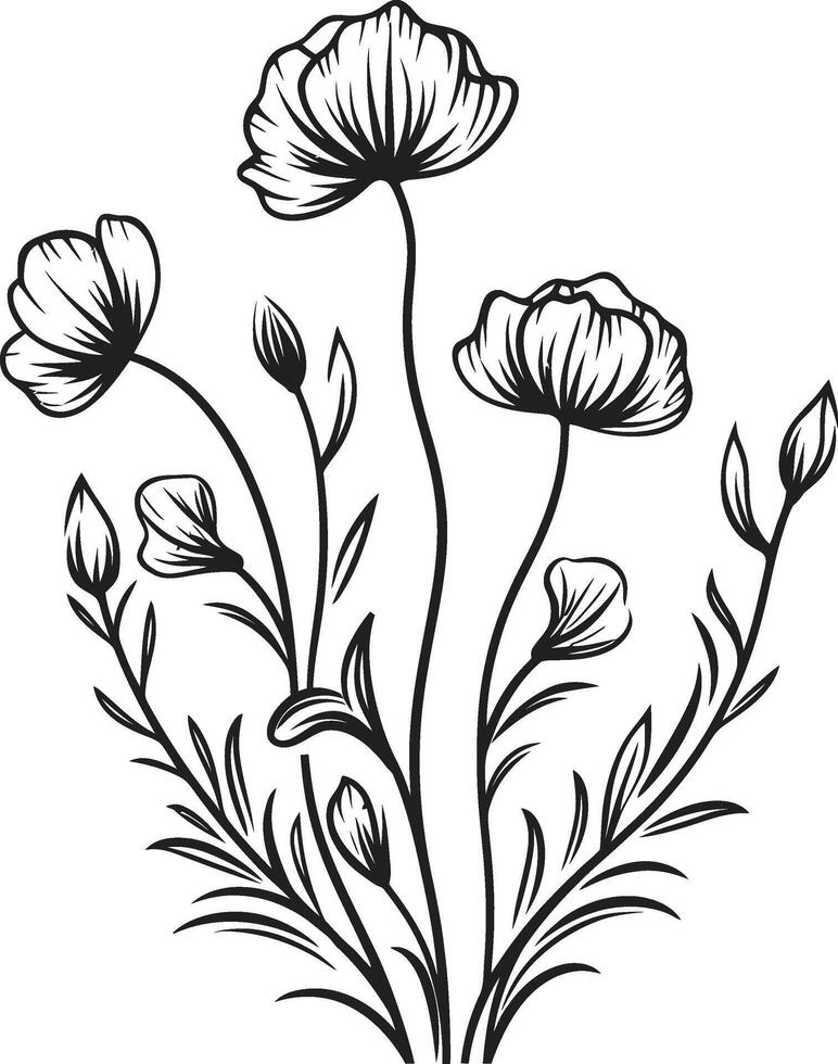 oändlig blommar svart vektor logotyp design med botanisk charm symfoni av kronblad chic ikon terar svart botanisk design