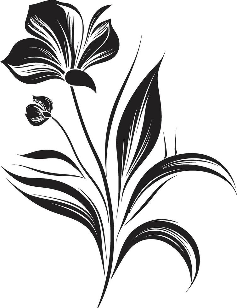 evig kronblad svart ikon med svartvit emblem av botanisk design chic blommig väsen elegant vektor logotyp visa upp svart blom