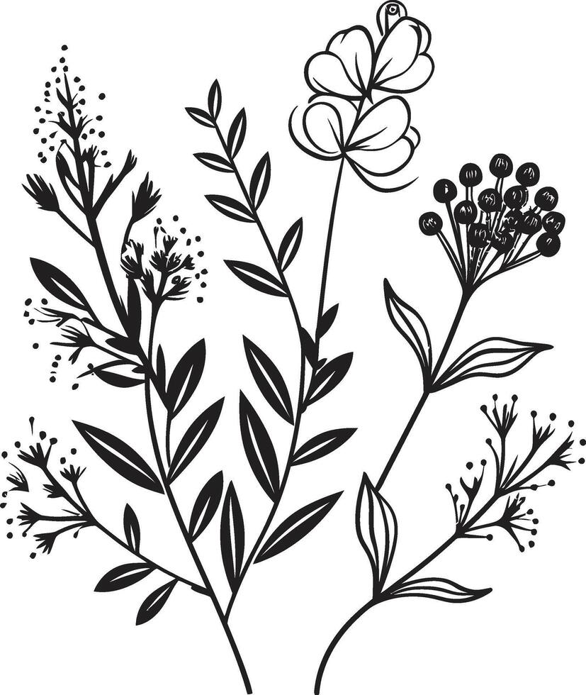 flüstert von Natur glatt Symbol mit Vektor Logo von botanisch Blumen verzaubert blüht schwarz Vektor Logo Design mit botanisch Reize