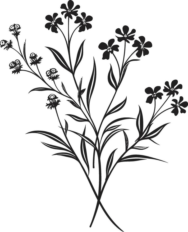 blommig symfoni elegant svart ikon med svartvit botanisk elegans skulpterad elegans tidlös vektor logotyp terar svart botaniska ämnen