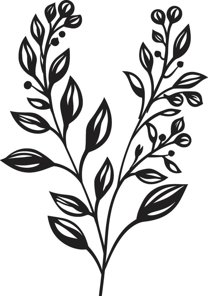 rätselhaft Strauß schwarz Emblem mit botanisch Blumen- Design Blüten im Harmonie monochromatisch Vektor Logo mit schwarz Blumen