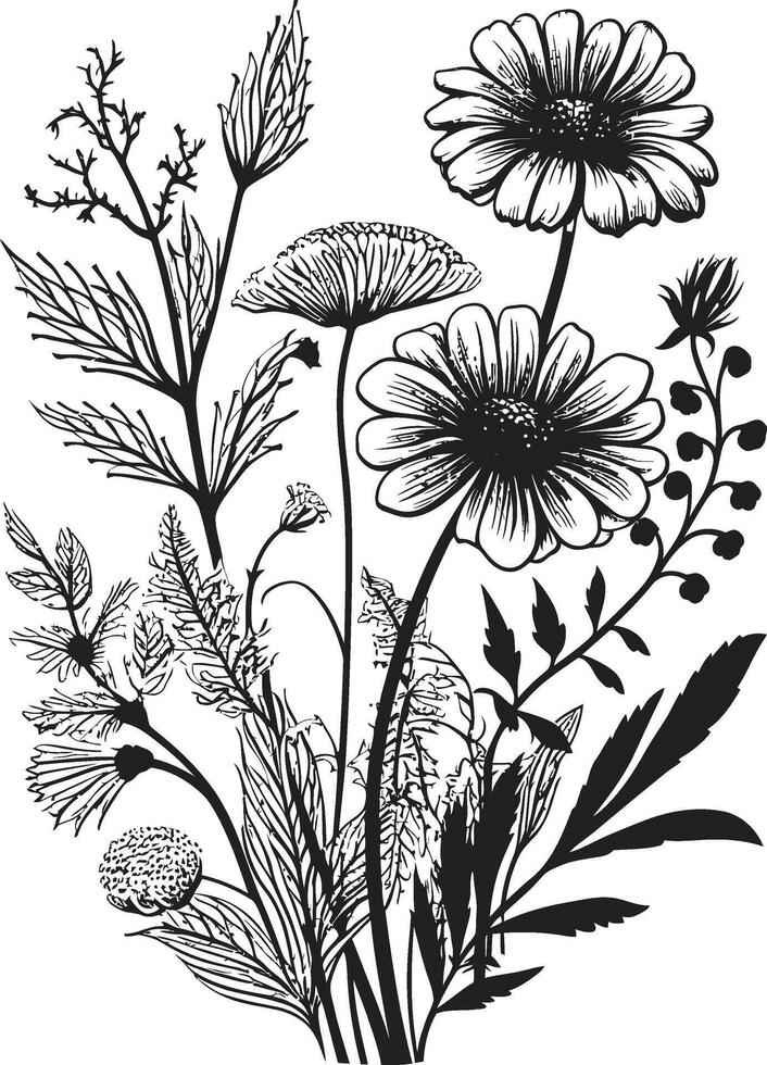 flüstert von Natur glatt Symbol mit Vektor Logo von botanisch Blumen verzaubert blüht schwarz Vektor Logo Design mit botanisch Reize