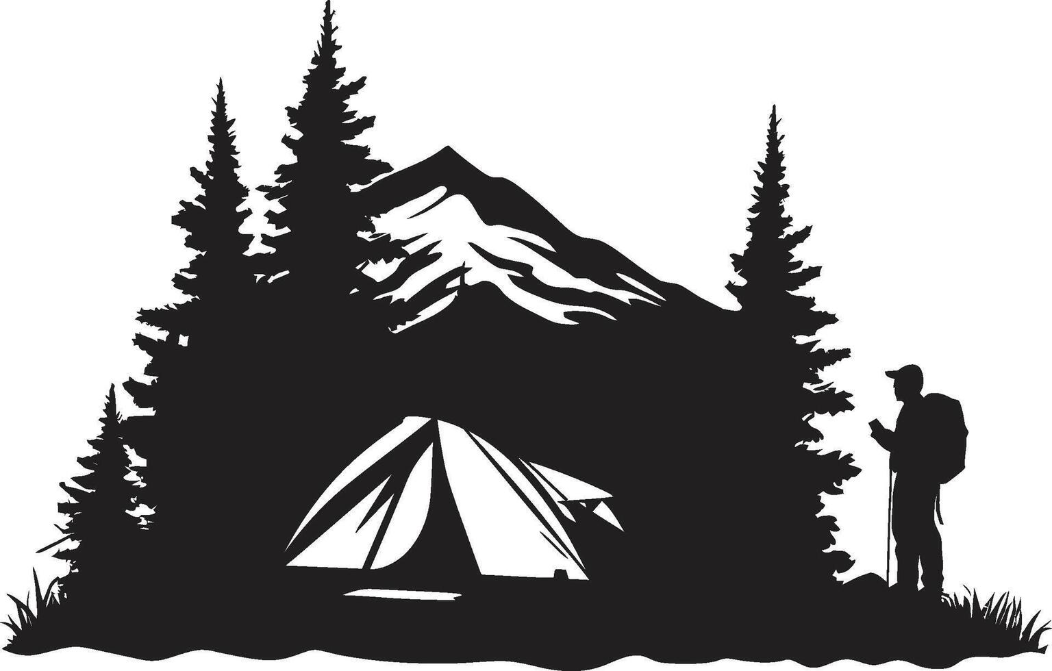 draussen Entdeckung glatt schwarz Camping Logo Design Vektor Symbol Natur Forscher Emblem Vektor Logo im schwarz zum Camping Enthusiasten