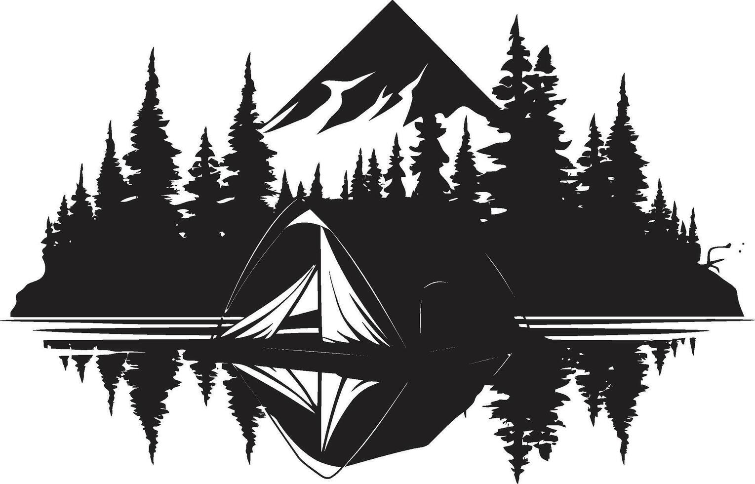 Lagerfeuer Chroniken schick Emblem illustrieren schwarz Camping Abenteuer in das wild glatt schwarz Symbol mit Vektor Camping Logo Design