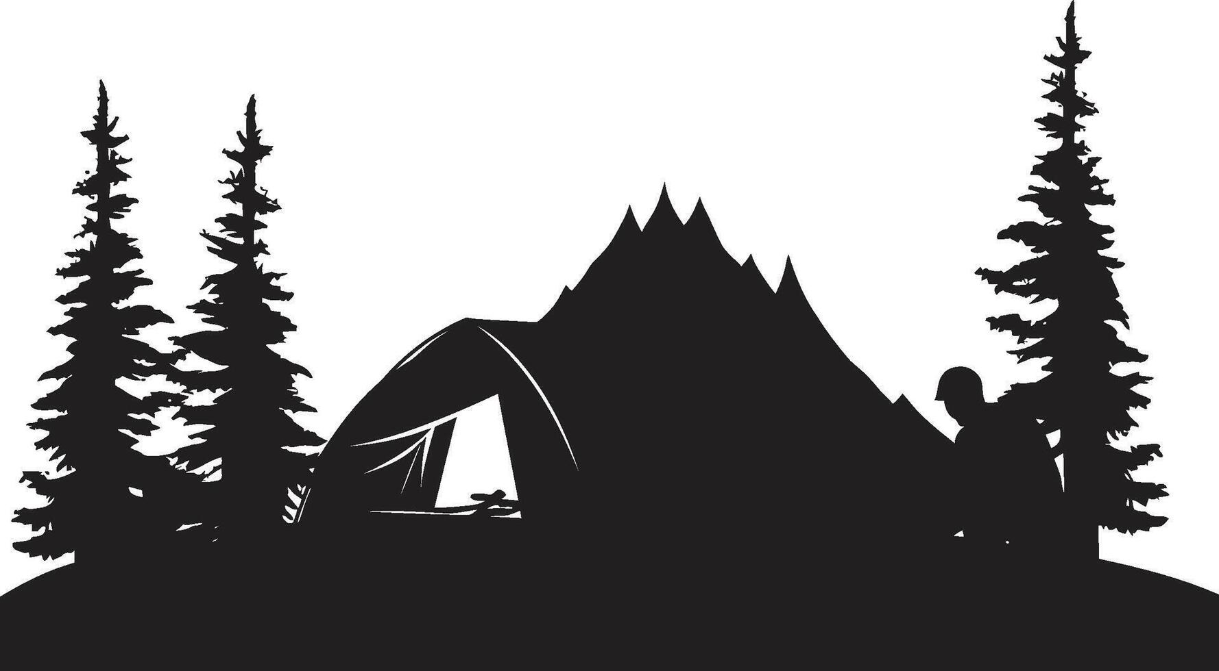 stjärnbelyst fristad svart vektor camping logotyp design ikon för nattetid salighet reslust hamn chic camping ikon illustrerar svart vektor design