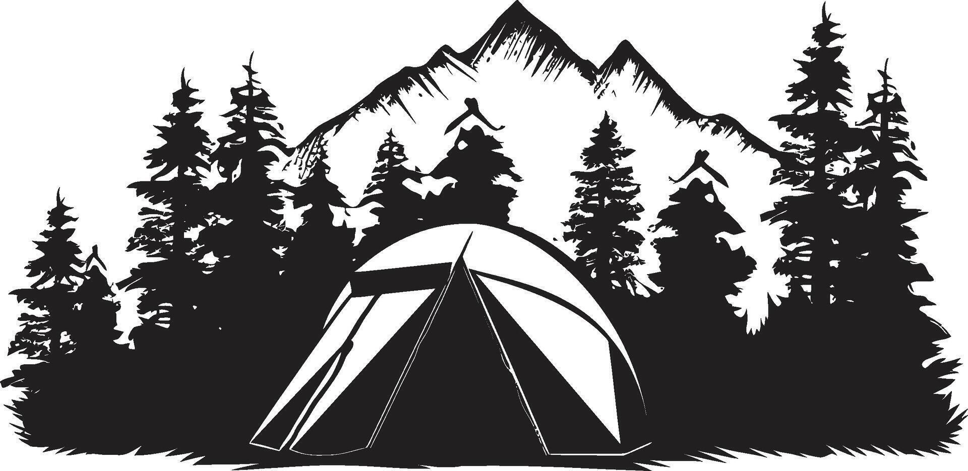 Mondschein Wiese schick Camping Symbol im monochromatisch schwarz Camping Eskapade elegant schwarz Symbol präsentieren Vektor Logo Design